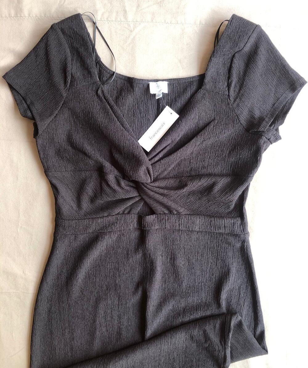 Francesca’s NWT Blue Rain Dress Wmns Large MIDI V-neck Twisted Bust Beach Wear